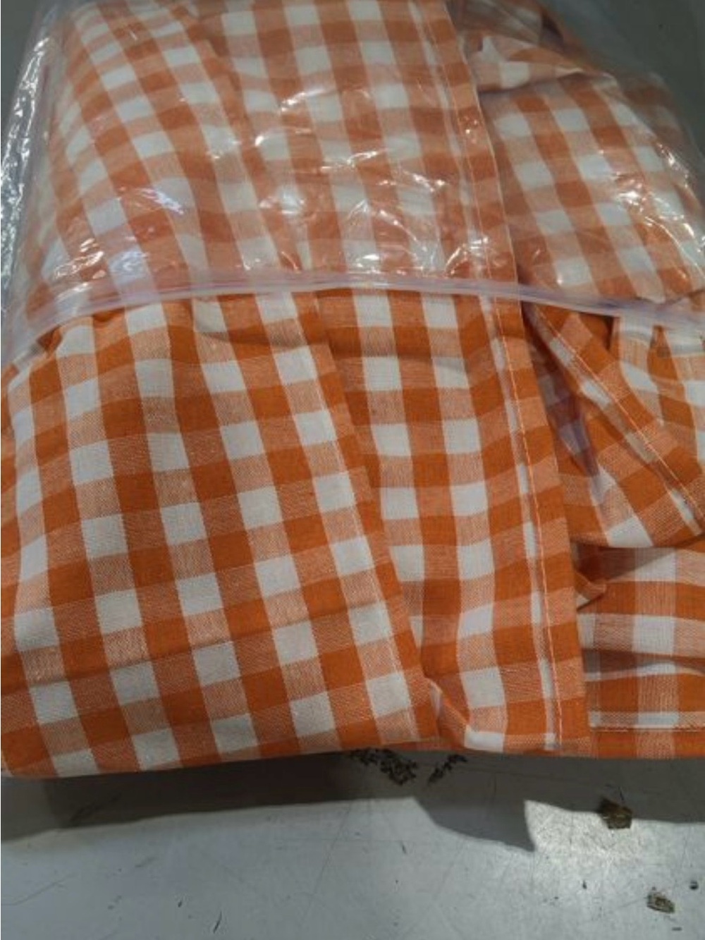 Gingham Ruffled Tablecloth Orange Check rectangular 60x84 Fall Thanksgiving - Picture 2 of 5